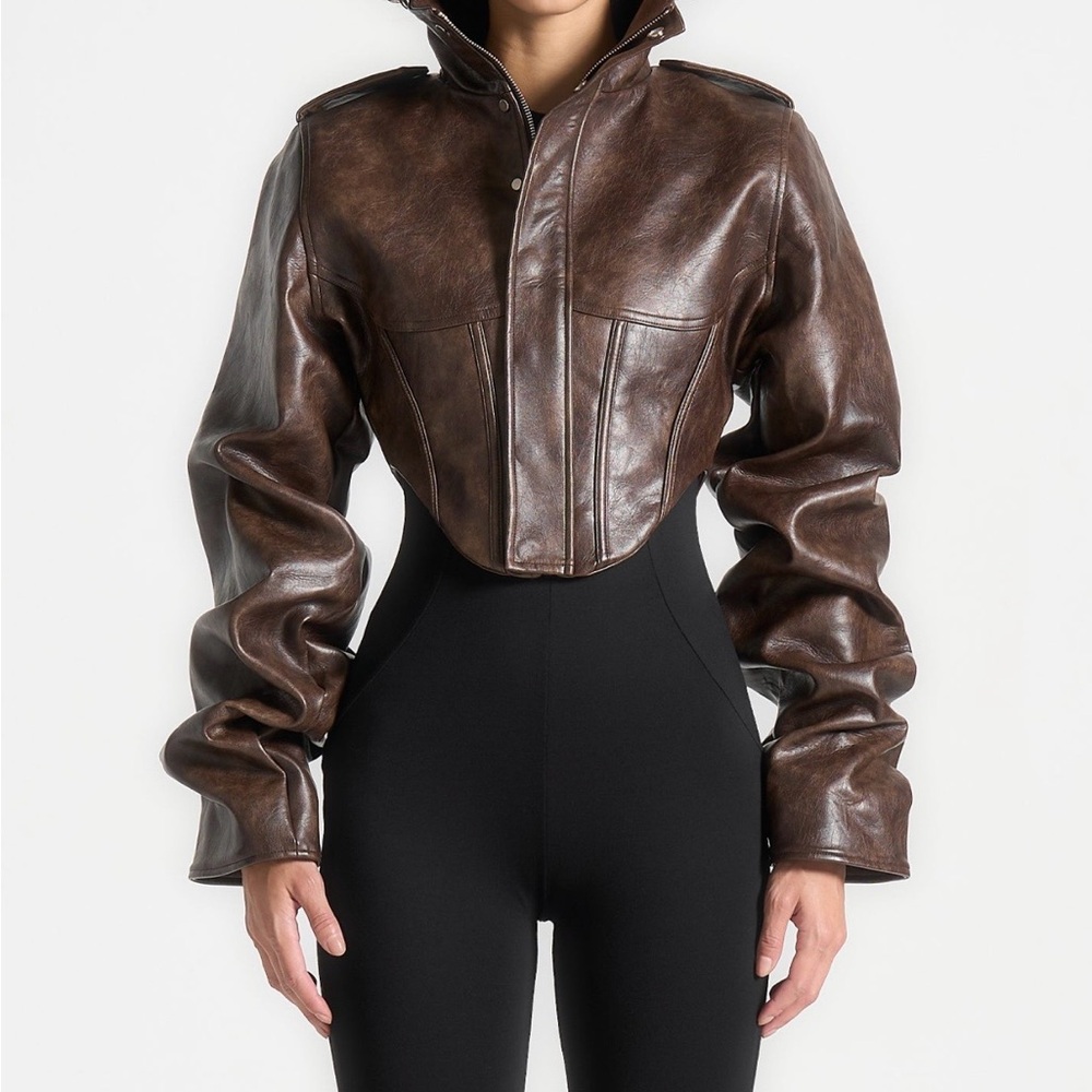 Maniere De Voir Dark Brown Leather Jacket